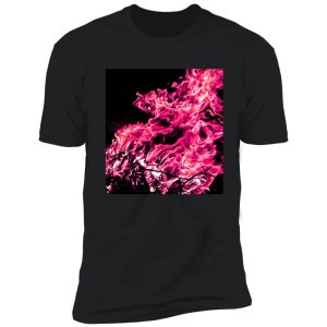 pink fire flames on a black background shirt