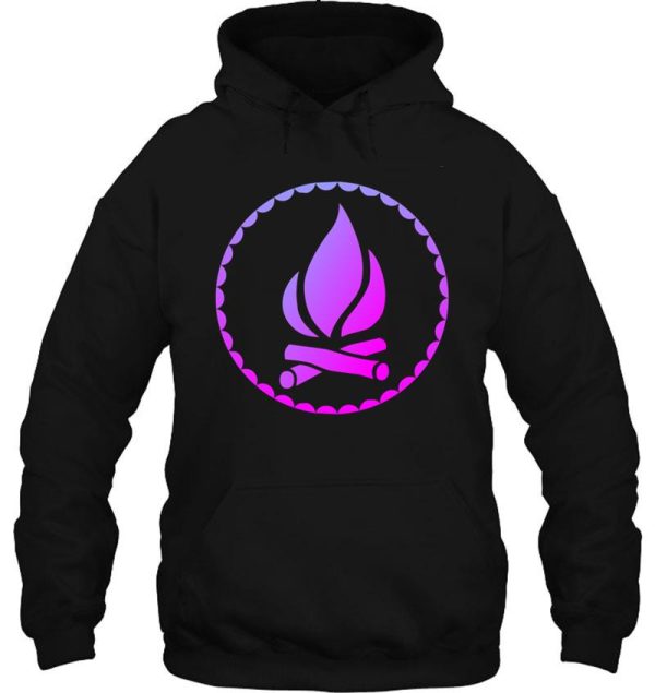 pink purple gradient campfire scallop circle badge hoodie