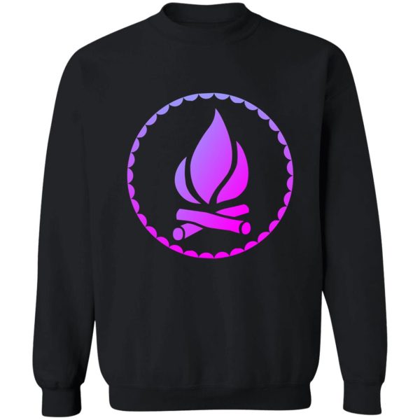 pink purple gradient campfire scallop circle badge sweatshirt