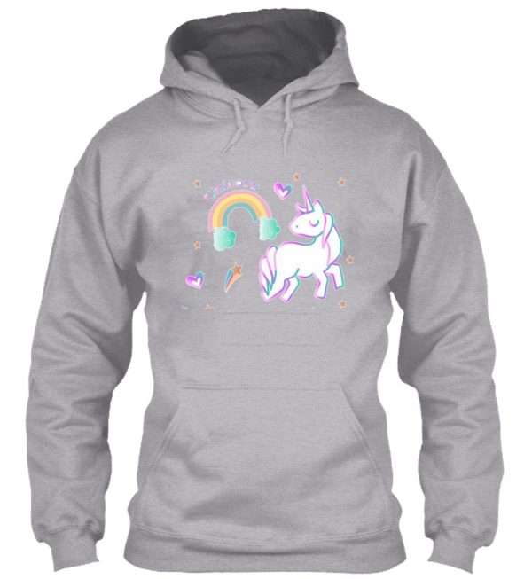 pink unicorn design with stars and rainbow hoodie