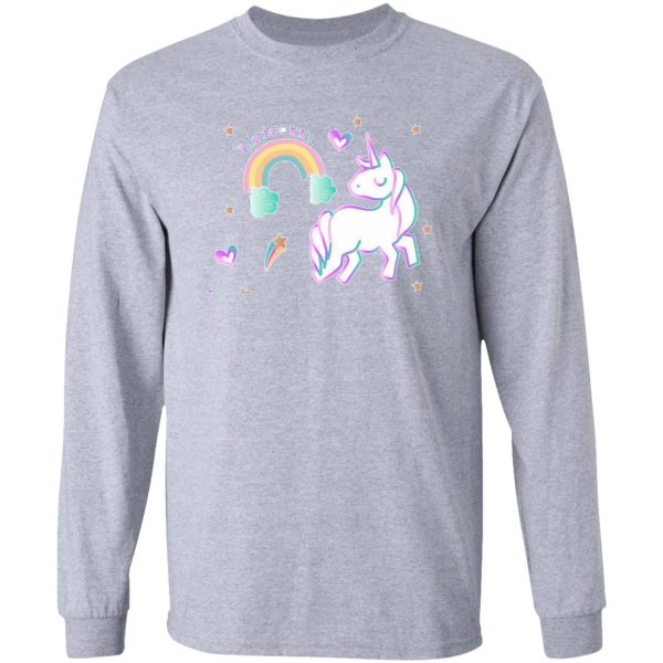 pink unicorn design with stars and rainbow long sleeve