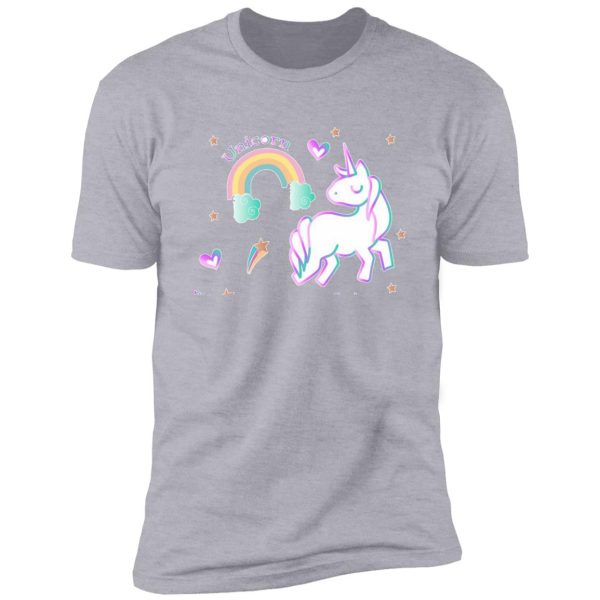 pink unicorn design with stars and rainbow shirt