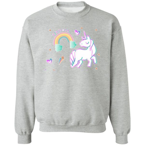 pink unicorn design with stars and rainbow sweatshirt