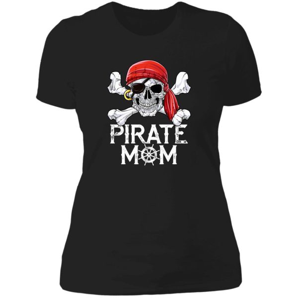 pirate mom t shirt jolly roger skull & crossbones flag tees lady t-shirt