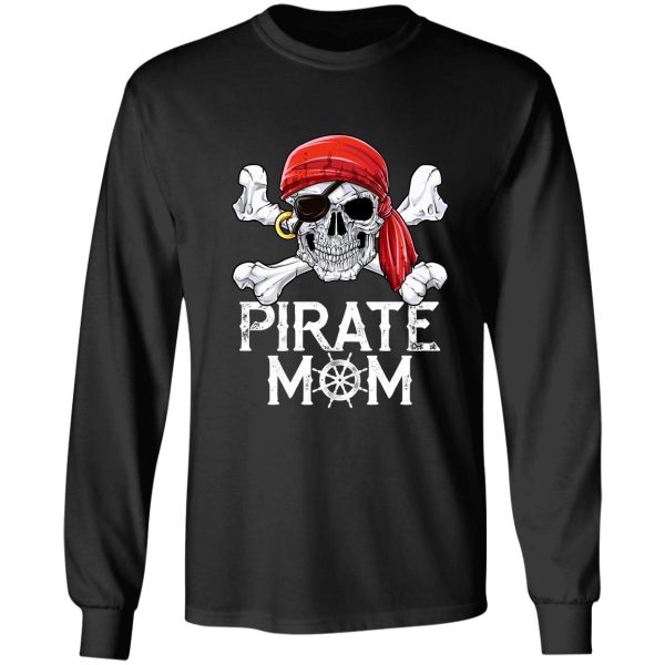 pirate mom t shirt jolly roger skull & crossbones flag tees long sleeve