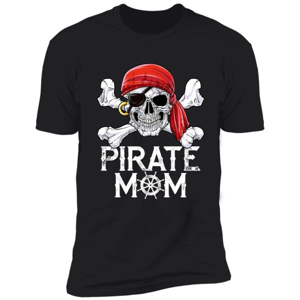 pirate mom t shirt jolly roger skull & crossbones flag tees shirt