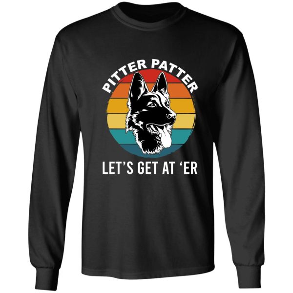 pitter patter - lets get at er funny dog retro vintage lets get at er letterkenny enamel camper long sleeve