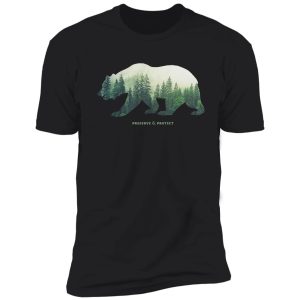 preserve & protect nature double exposure bear silhouette trees forest save the environment climate change wilderness hiking camping shirt
