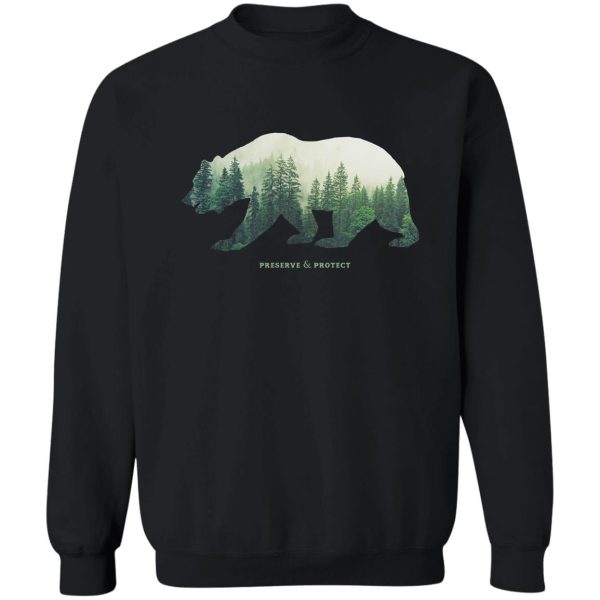 preserve & protect nature double exposure bear silhouette trees forest save the environment climate change wilderness hiking camping sweatshirt