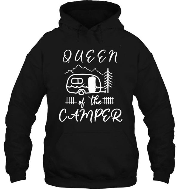 queen of the camper hand drawn funny happy camper camping rv graphic top short sleeve letter print camping hoodie