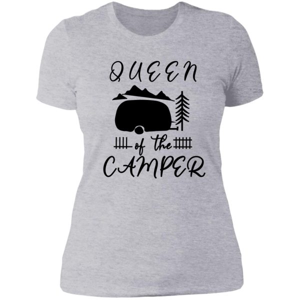 queen of the camper hand drawn funny happy camper camping rv graphic top short sleeve letter print camping lady t-shirt