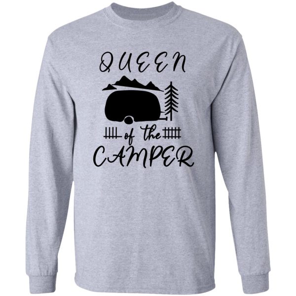 queen of the camper hand drawn funny happy camper camping rv graphic top short sleeve letter print camping long sleeve