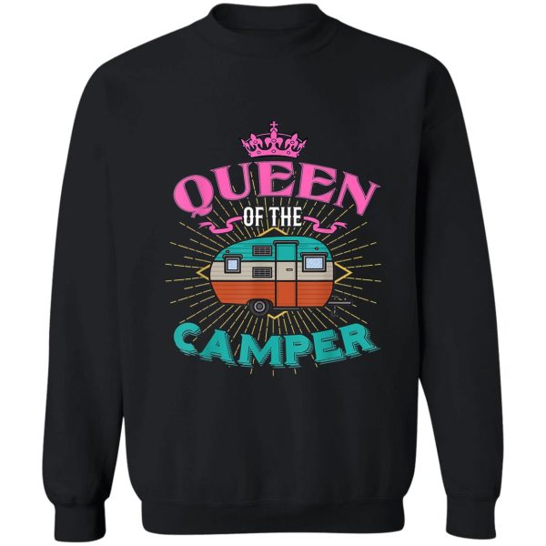 queen of the camper women and girls camping sweatshirt