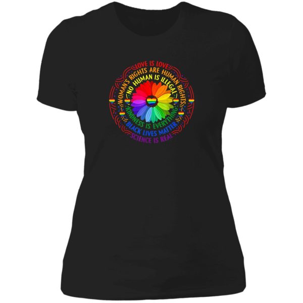 rainbow black lives matter science lgbt pride flower 2 lady t-shirt