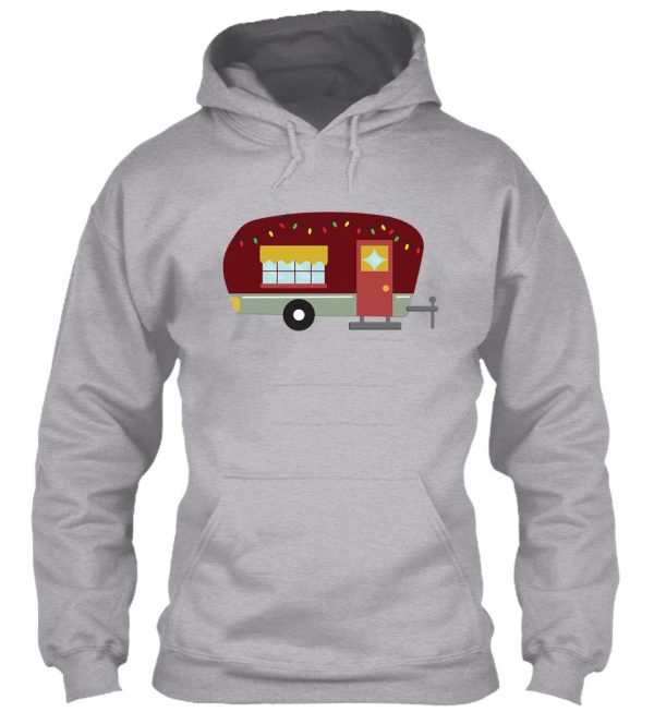 red and green camper with christmas lights hoodie