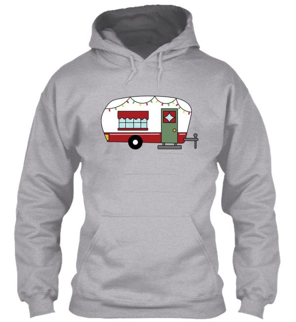 red and green camper with christmas lights hoodie