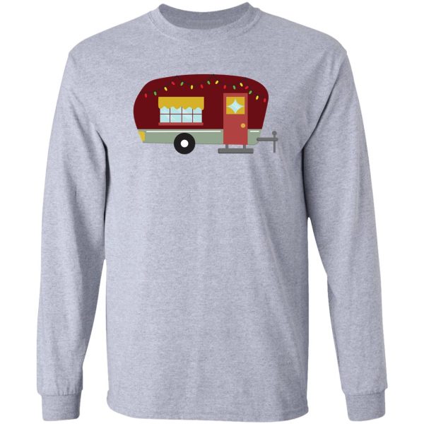 red and green camper with christmas lights long sleeve