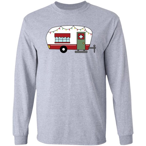 red and green camper with christmas lights long sleeve