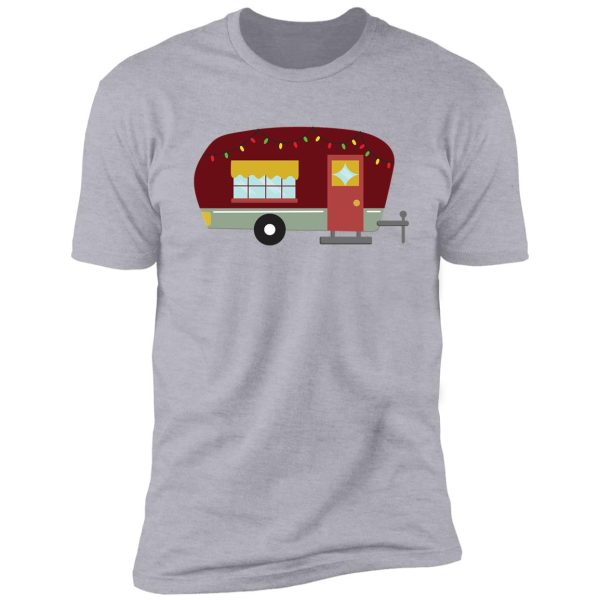 red and green camper with christmas lights shirt