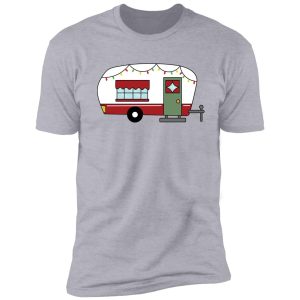 red and green camper with christmas lights shirt