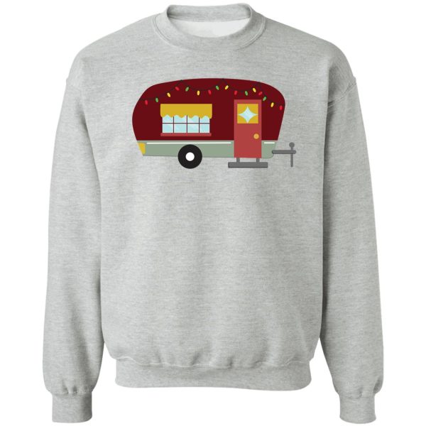 red and green camper with christmas lights sweatshirt