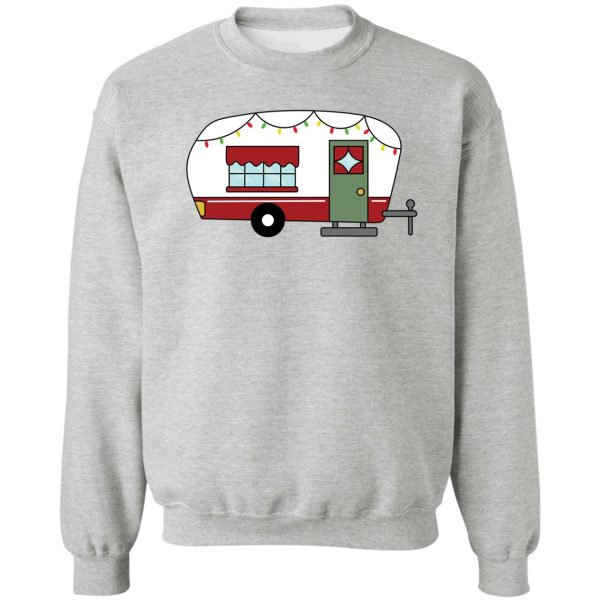 red and green camper with christmas lights sweatshirt