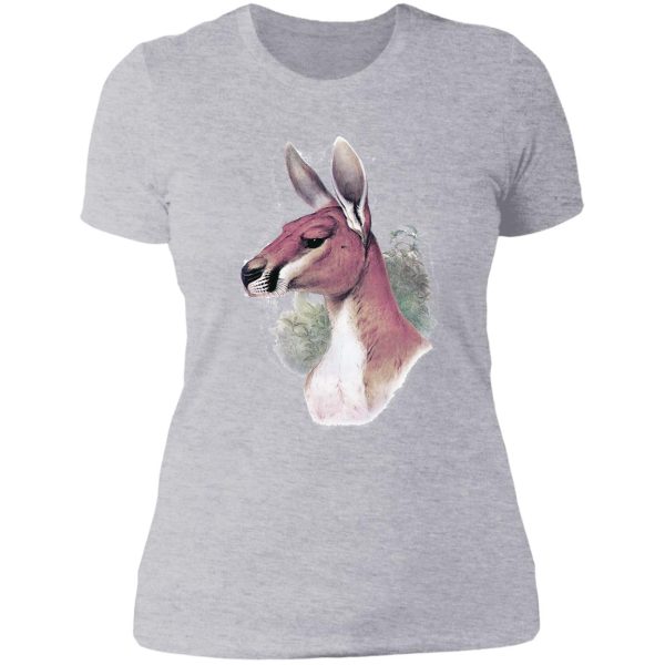 red kangaroo portrait lady t-shirt