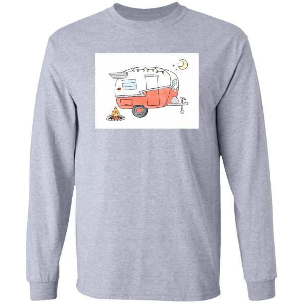 red vintage camper illustration long sleeve