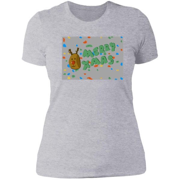 reindeer christmas climbing wall lady t-shirt