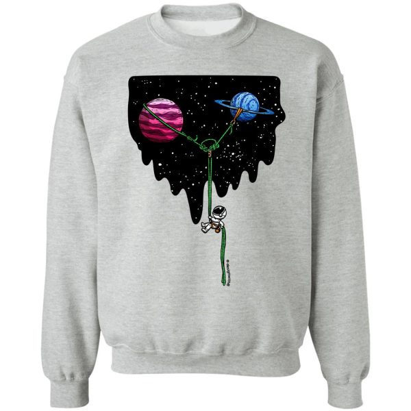 repelling from the galaxy rock climbing sweatshirt