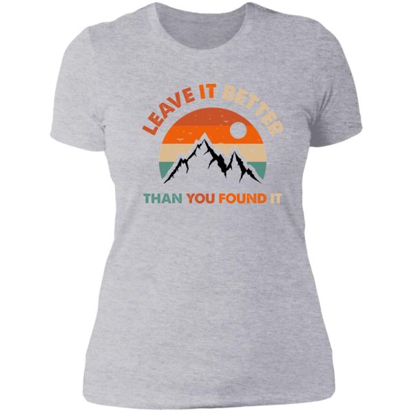 retro and vintage leave it better than you found it earth camping save the planet lady t-shirt