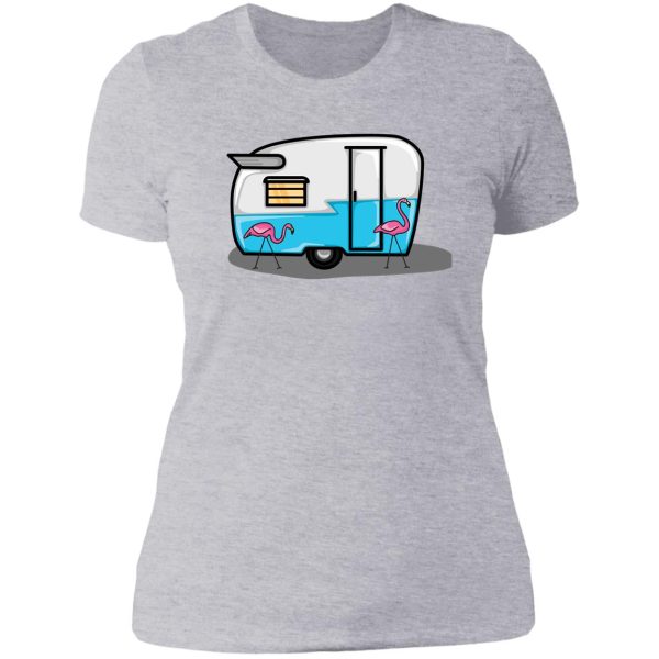 retro blue campers lady t-shirt