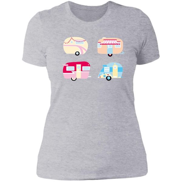 retro caravan campers lady t-shirt