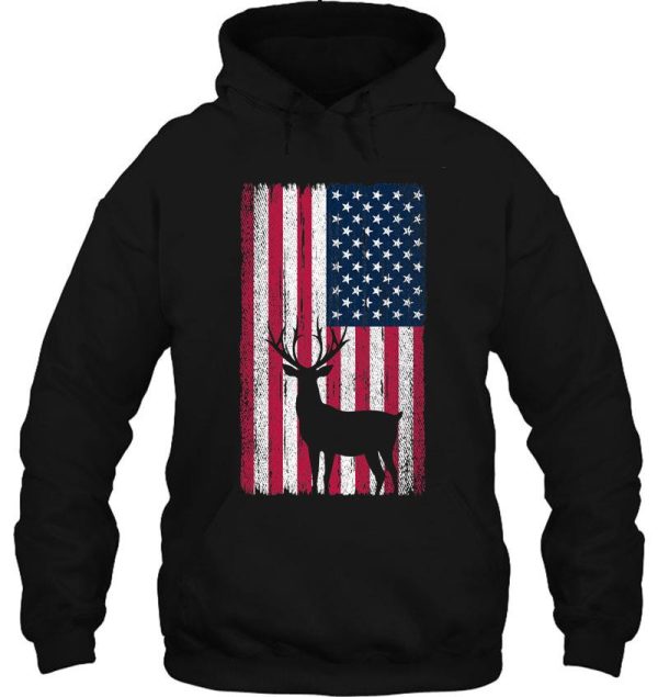 retro deer hunting american flag hoodie