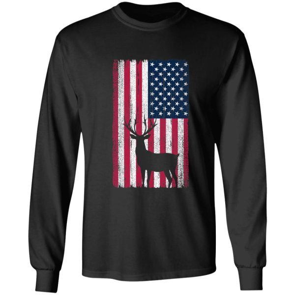 retro deer hunting american flag long sleeve