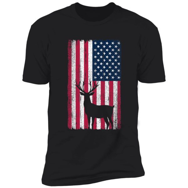 retro deer hunting american flag shirt