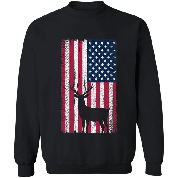 retro deer hunting american flag sweatshirt