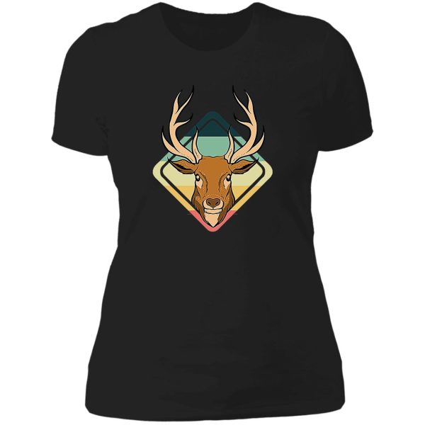 retro deer hunting gift i vintage costume antlers t-shirt lady t-shirt