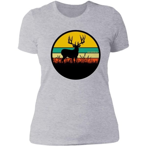 retro deer shed hunters lady t-shirt