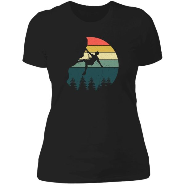 retro rock climbing climber mountain vintage lady t-shirt