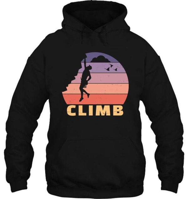 retro sunset climber bouldering & rock climbing hoodie
