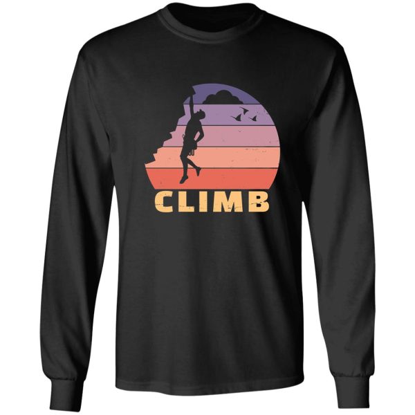 retro sunset climber bouldering & rock climbing long sleeve