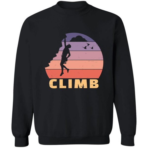 retro sunset climber bouldering & rock climbing sweatshirt