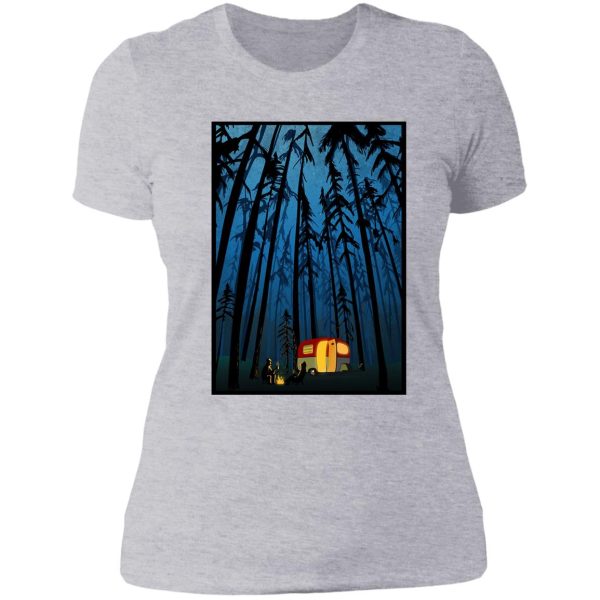 retro twilight camping lady t-shirt