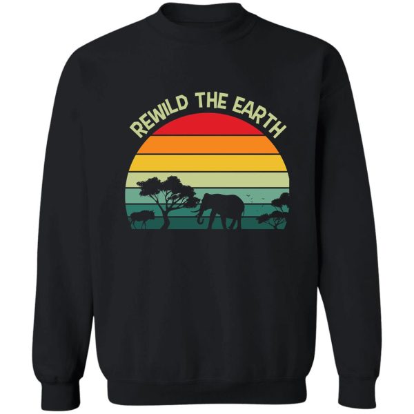 rewild the earth forest animals retro design sweatshirt