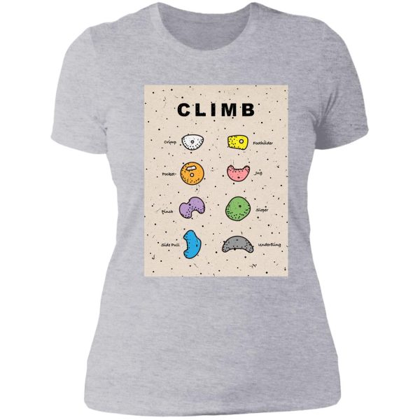 rock climbing art lady t-shirt