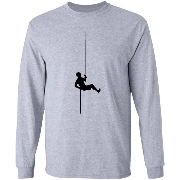 rock climbing t-shirt climber hold rope mountain climb tee long sleeve