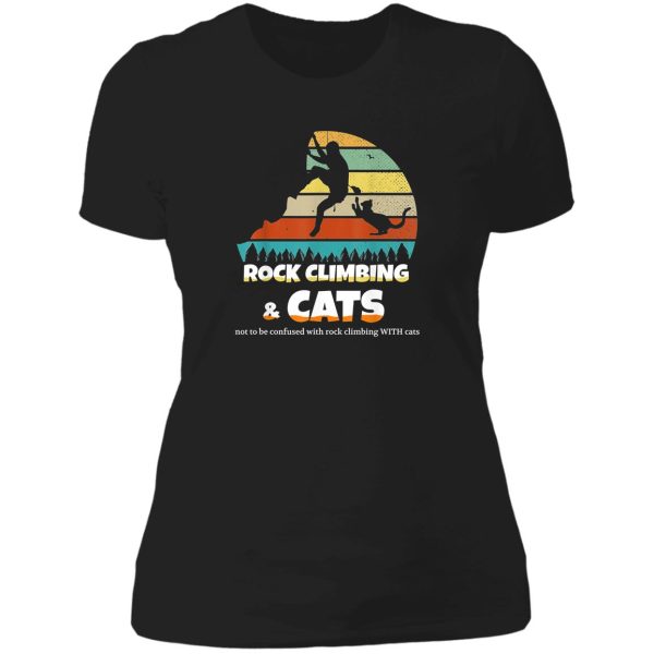 rock climbing with cats lady t-shirt