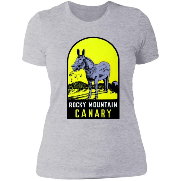rocky mountain canary vintage travel decal lady t-shirt