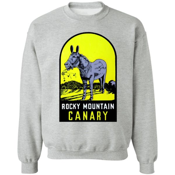 rocky mountain canary vintage travel decal sweatshirt